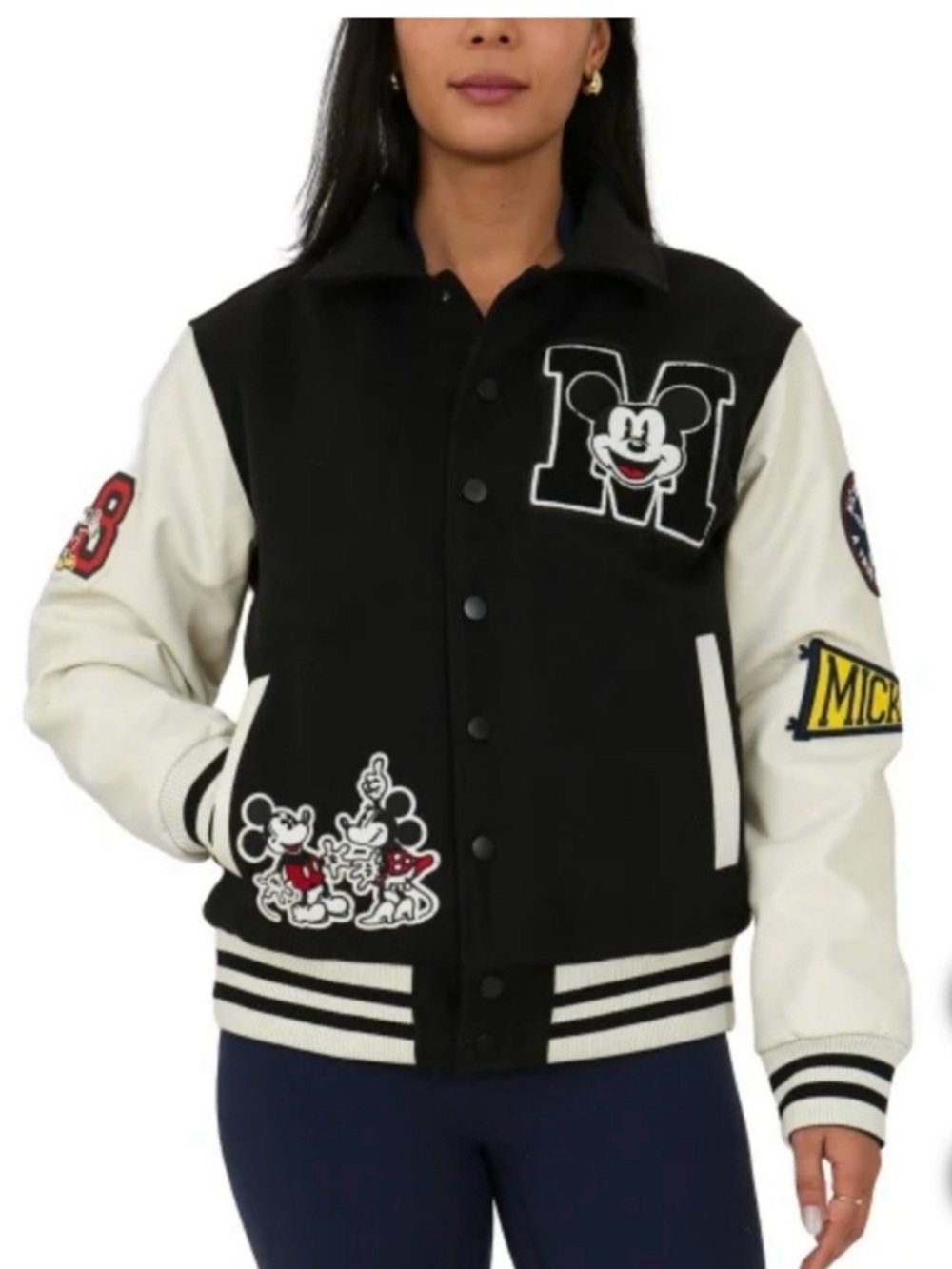 Mickey Mouse Black & White Varsity Jacket